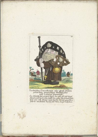 Le nain Bartholdus Gursalkawiz en pèlerin de Compostelle, vers 1710 - Martin Engelbrecht (attributed to)
