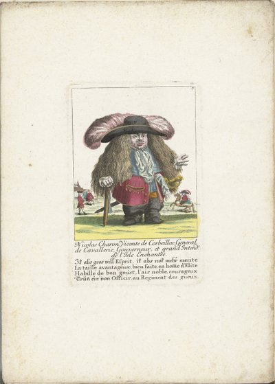 Le nain Nicolas Charon en général de cavalerie, vers 1710 - Martin Engelbrecht (attributed to)