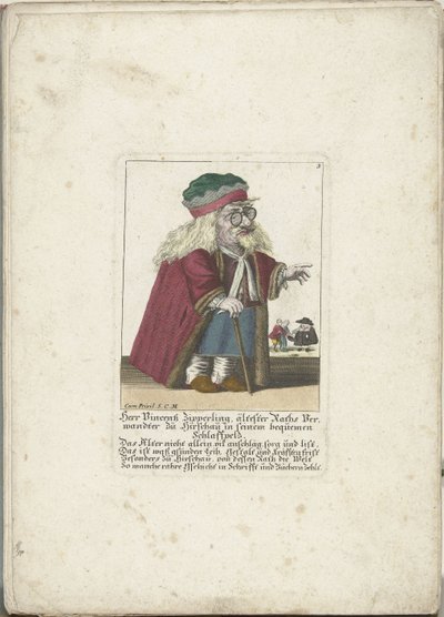 Le nain Vincentz Zipperling en manteau de fourrure, vers 1710 - Martin Engelbrecht (attributed to)