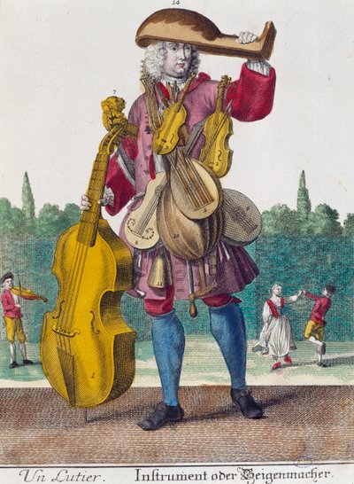 Joueur de luth, gravure de 