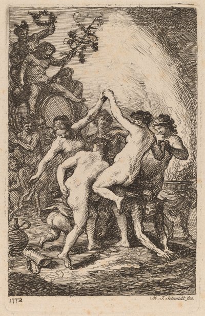 Le triomphe de Bacchus avec des nymphes dansantes - Martin Johann Schmidt