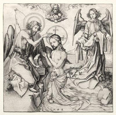 Le baptême du Christ dans le Jourdain - Martin Schongauer