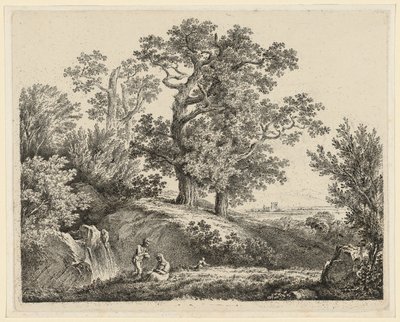 Paysage avec une Cascade et une Famille au Repos - Martin von Molitor