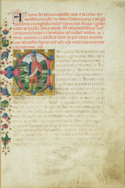 Initiale historiée C représentant le prophète Daniel dans un paysage, vers 1471 - Martino di Giorgio da Modena