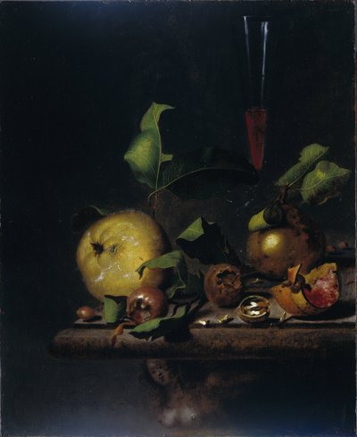 Nature morte avec coings, nèfles et un verre - Martinus Nellius
