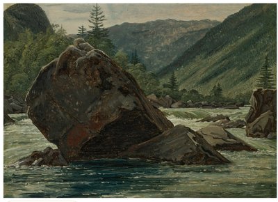 Un rocher en saillie dans les rapides (Fos avec l