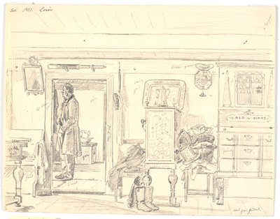 Maison paysanne avec homme debout, Læsø - Martinus Rørbye