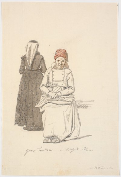 Vieille femme assise et une debout - Martinus Rørbye