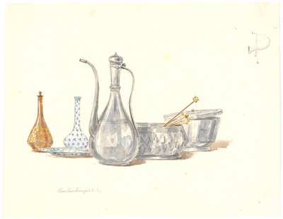 Ustensiles turcs, une cruche et deux flacons - Martinus Rørbye
