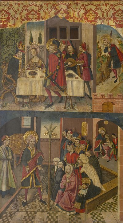 Saint Christophe prenant congé du roi qui craignait Satan, Saint Christophe et ses convertis, 1480-85 - Martín de Soria