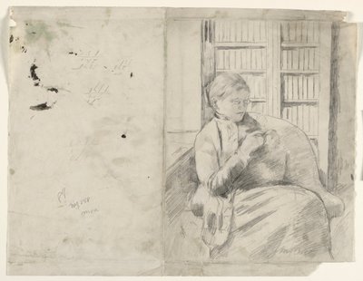 Tricot dans la bibliothèque recto, vers 1881 - Mary Cassatt