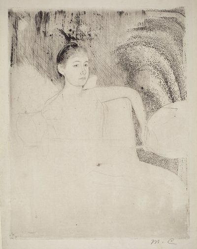 Mimi tenant un éventail japonais - Mary Cassatt