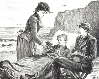 Gravure représentant un garçon estropié au bord de la mer - Mary Ellen Edwards