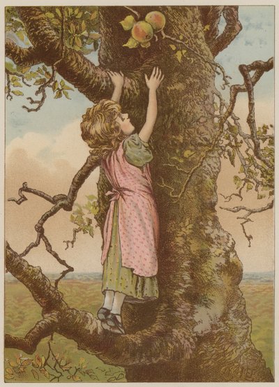 Fille grimpant pour les dernières pommes - Mary Ellen Edwards