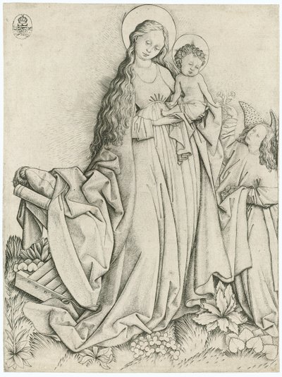 Madonna avec un ange donnant des roses - Master E. S.