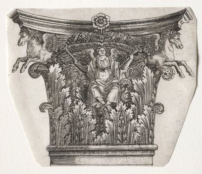 Base et chapiteau avec figure de la Renommée et chevaux ailés chapiteau, vers 1525-1550 - Master G. A. with the man