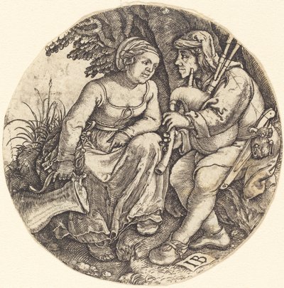 Joueur de cornemuse avec son amante - Master IB