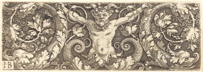 Ornement avec Satyre Fantastique et Dauphins - Master IB