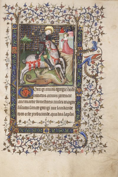 MS Widener 4 f.188r, Saint Georges combattant le dragon, d