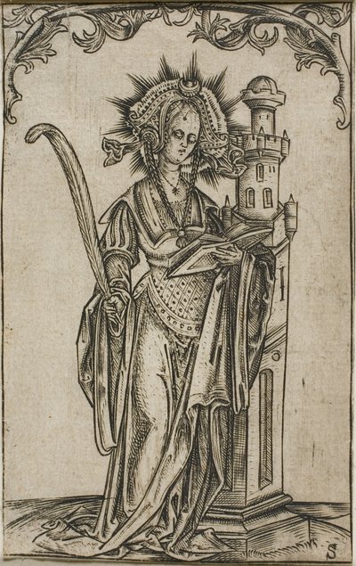 Sainte Barbe avec une palme et un livre - Master S