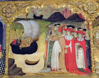 Le pape Ciriaco et sa cour recevant la sainte et ses servantes, de la 