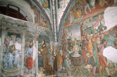 Italie, Piémont, Serralunga di Crea, Sacro Monte di Crea, Basilique de Santa Maria Assunta, chapelle, fresques - Master of Crea