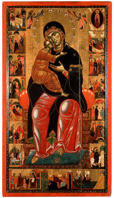 Madone et enfant en majesté avec dix-sept scènes de la vie de la Vierge, 13ème siècle - Master of Florence