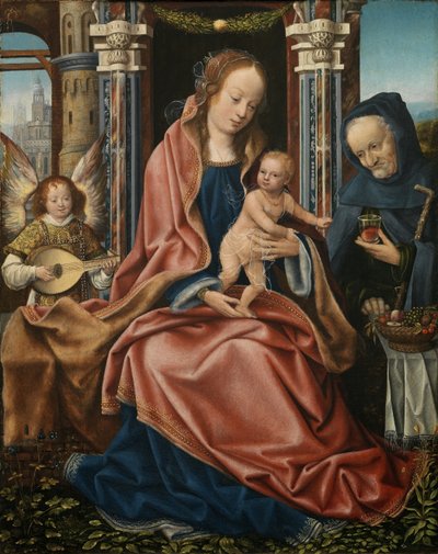 Triptyque de la Sainte Famille avec des anges musiciens. Panneau central, vers 1510-1520 - Master of Frankfurt
