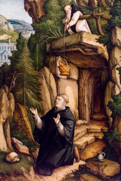 Saint Benoît en ermite priant, vers 1540 (Tempera et huile sur bois (tilleul)) - Master of Messkirch