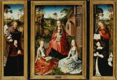 Madone et enfant avec saints et donateurs - Master of Saint Anna