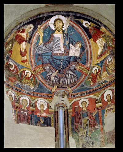 Christ en majesté flanqué de séraphins et des symboles des évangélistes, fresque de l