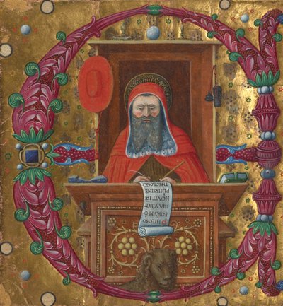 Initiale E : Saint Jérôme dans son cabinet de travail - Master of the Birago Hours
