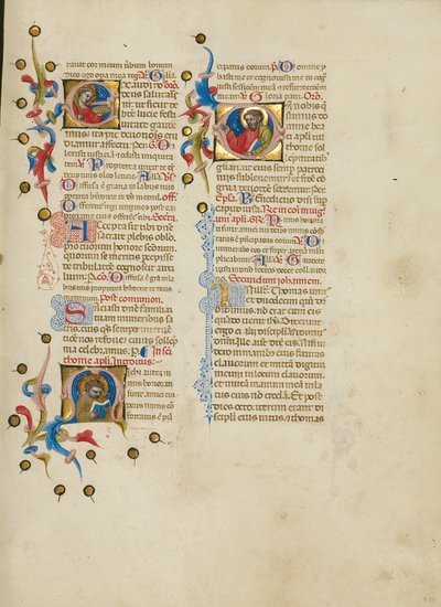 Initiale E : Sainte Lucie ; Initiale M : Saint Thomas ; Initiale D : Saint Thomas Prédication - Master of the Brussels Initials