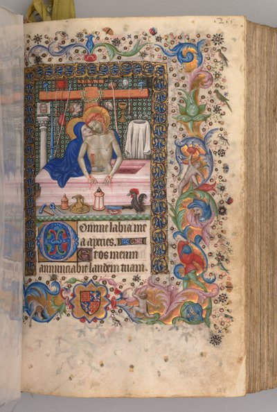 Heures de Charles le Noble, Roi de Navarre 1361-1425 : fol. 128r, Homme de Douleurs, c. 1405 - Master of the Brussels Initials and Associates