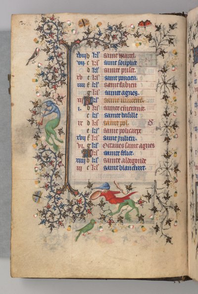 Heures de Charles le Noble, Roi de Navarre : fol. 1v, Janvier - Master of the Brussels Initials and Associates
