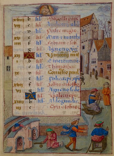 Page de calendrier pour janvier, illustration des 