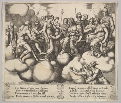 Planche 30 : Vénus et Cupidon plaidant leur cause en présence de Jupiter et d
