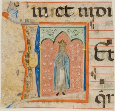Sainte femme dans une initiale "L" historiée provenant d