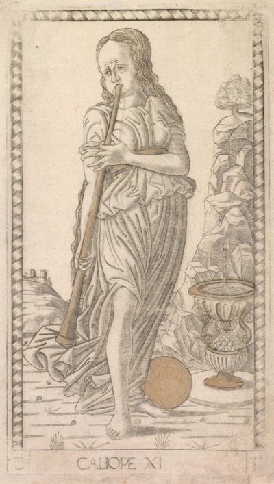 Calliope de la série Tarocchi D : Apollon et les Muses, n°11, avant 1467 - Master of the E Series Tarocchi