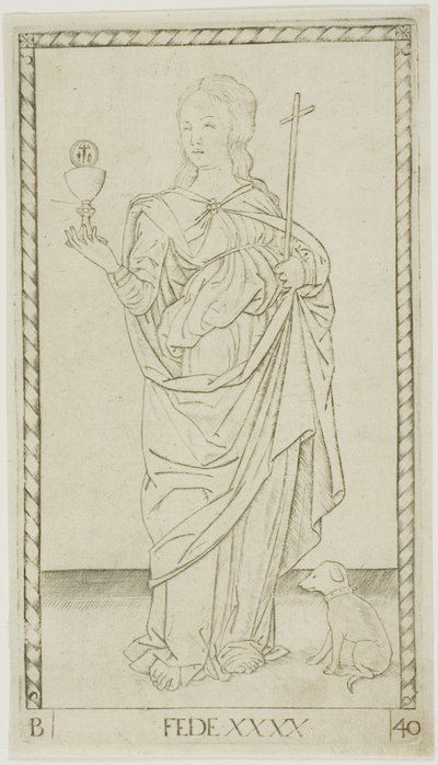 Foi, planche 40 de Génies et Vertus - Master of the E Series Tarocchi