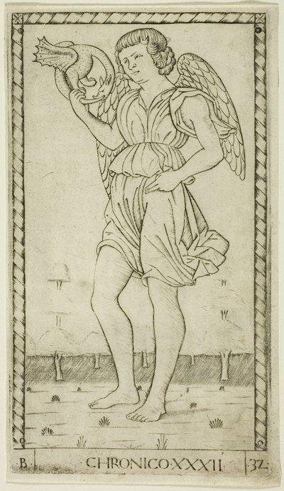 Génie du Temps, planche 32 de Génies et Vertus - Master of the E Series Tarocchi