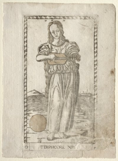 Terpsichore dansant et chantant de la série Tarocchi, avant 1467 - Master of the E Series Tarocchi