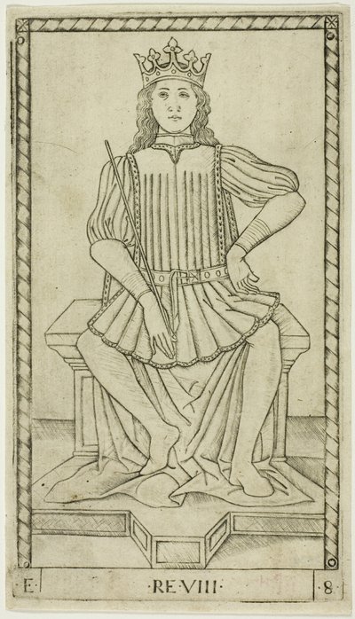 Le Roi, planche huit de Les rangs et conditions des hommes - Master of the E Series Tarocchi