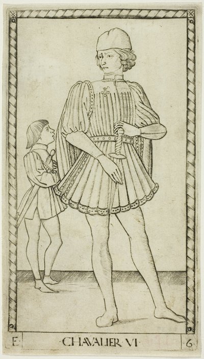 Le chevalier, planche six de Les rangs et conditions des hommes - Master of the E Series Tarocchi