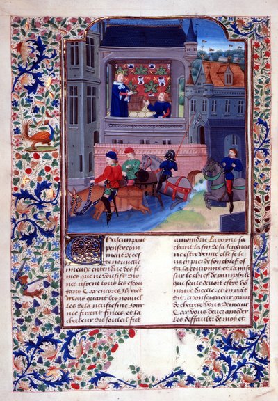 Ruggiero et ses compagnons traversant la rivière, du chapitre 1, livre X de 