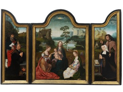 Vierge et Enfant avec Sainte Catherine et Sainte Barbara, vers 1520-25 - Master of the Holy Blood