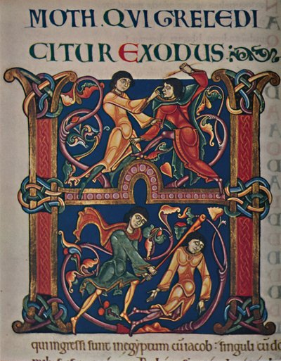 Initiale de la Bible de Winchester, c1150 ap. J.-C., c1950 - Master of the Leaping Figures