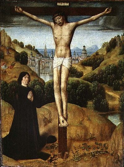 Christ en Croix avec un Donateur, fin des années 1480 - Master of the Legend of St. Ursula