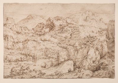 Paysage avec un artiste dessinant, vers 1606-08 - Master of the Mountain Landscapes
