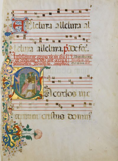 Feuille de manuscrit avec la célébration d
